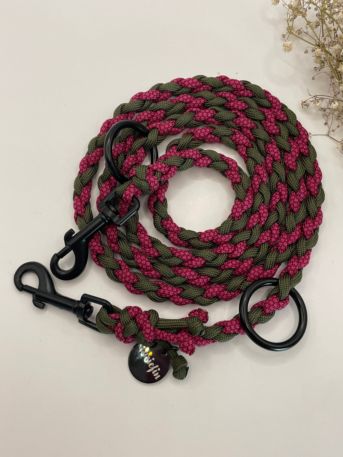 Einfach geflochtene Leine gree -1.50m-