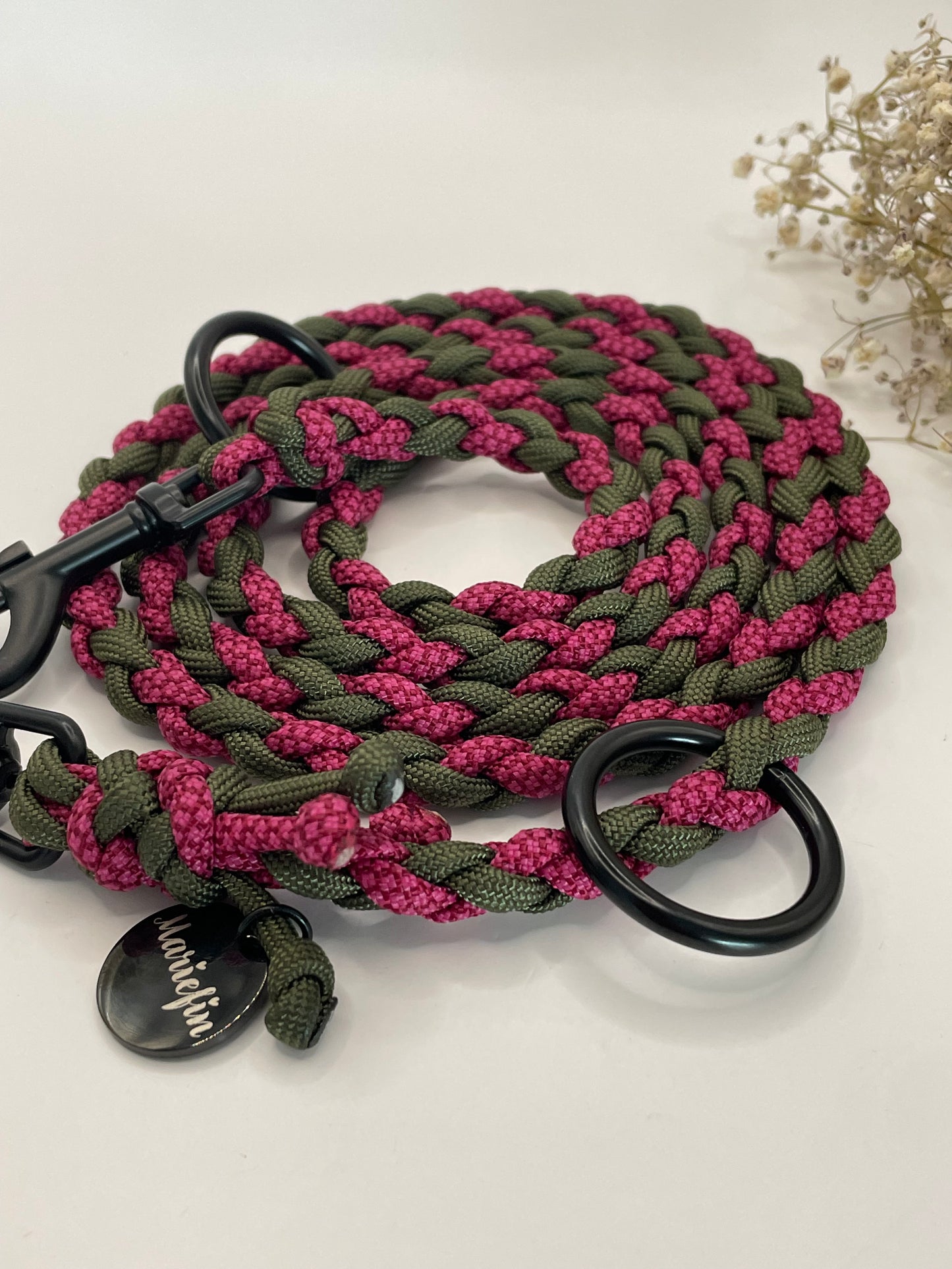 Einfach geflochtene Leine gree -1.50m-